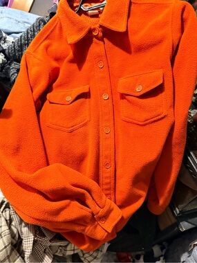 Vintage smart set fleece button up jacket sweater bright orange